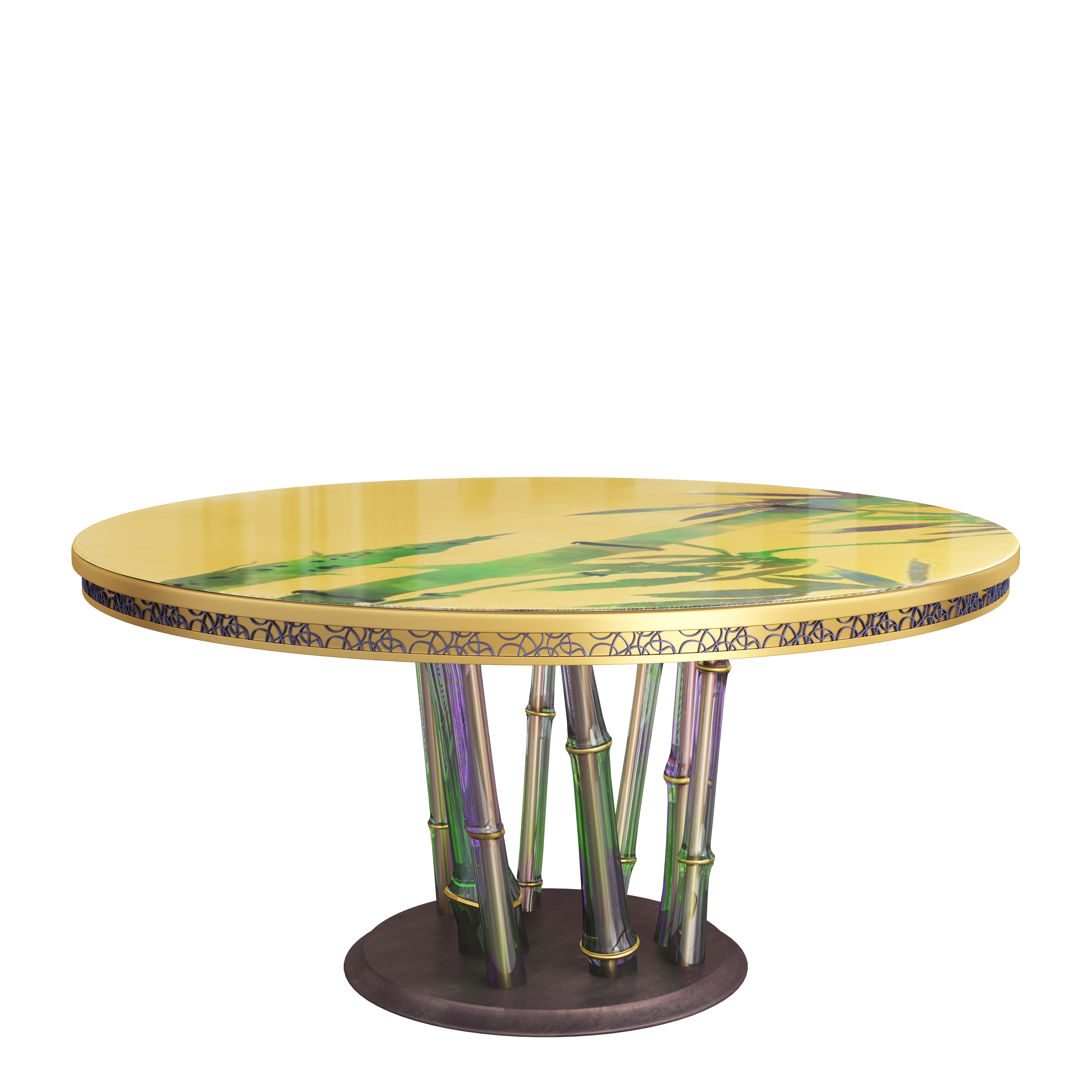 Graceful glass bamboo dining table