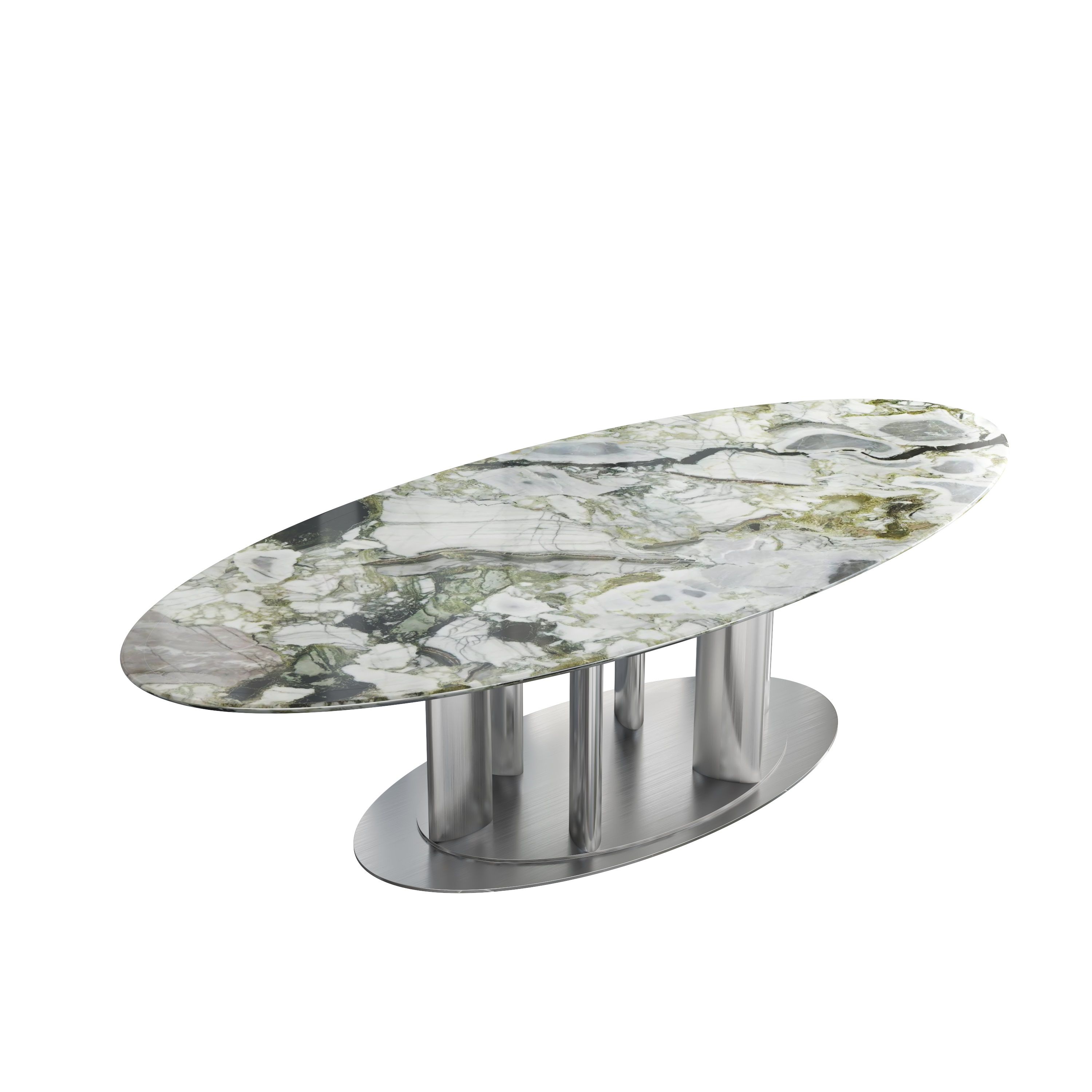 Green emerald oval dining table