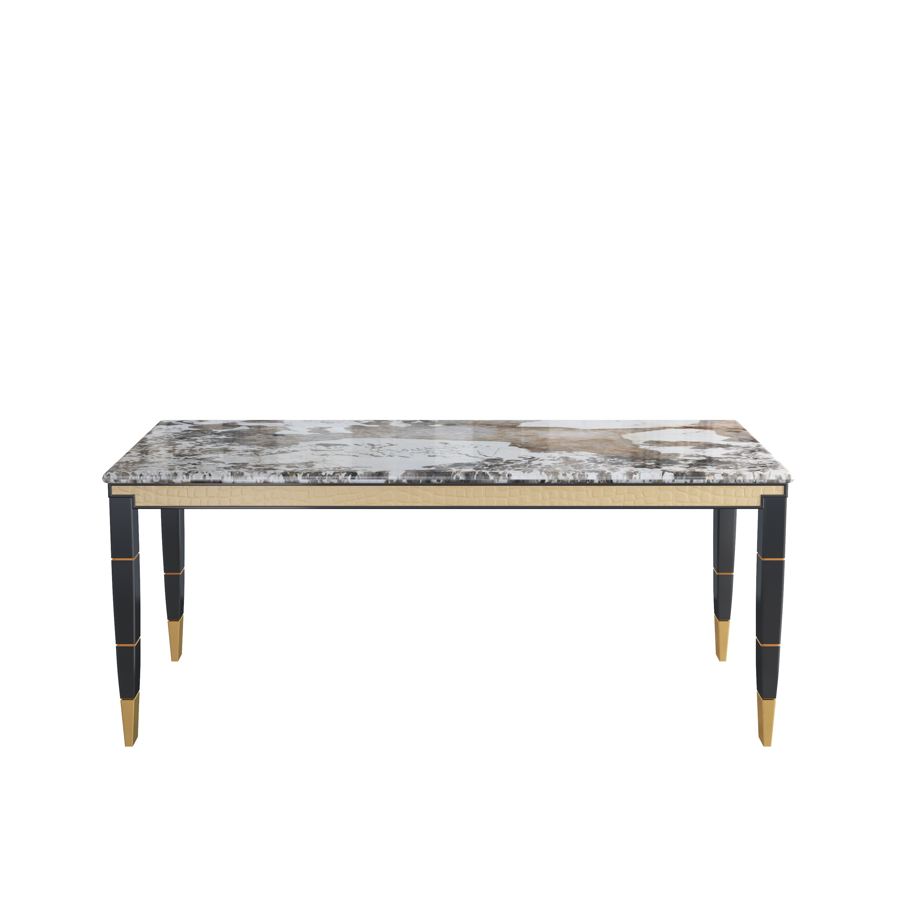 Brass & luxury stone rectangular dining table